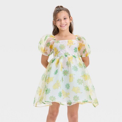 pokemon birthday dress Yellow Pikachu Inspired by Pokemon Swing Vintage 1950S Dress with Headband Yellow / S