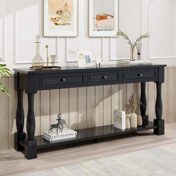 63" Narrow Console Table with Drawers and Shelf, Hallway Table for Entryway, Hallway, Living Room - Maison Boucle