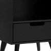 GlasFlength Nightstands Modern Nightstand Bedroom Nightstand Bedside Table with Drawer Open Shelf for Living Room, Black, 19.75"*15.63"*21.88" - 3 of 4