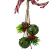 Northlight 15-Inch Pine and Green Jingle Bell Christmas Door Hanger with Plaid Bow - 2 of 4