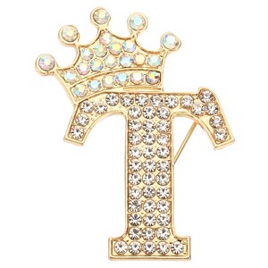 Unique Bargains Women Rhinestone Initial Alphabet Badges Pins and Clips - 1 of 4