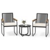 Costway 3 PCS Patio Furniture Set with Round Tempered Glass Top Table Armrests & Cushions - 2 of 4