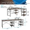 NicBex 59" L-Shaped Desk with/without Drawers,Computer Desk with Open Shelves,Corner Desk with Storage,Gaming Desk for Bedroom,Office,Walnut - 2 of 4