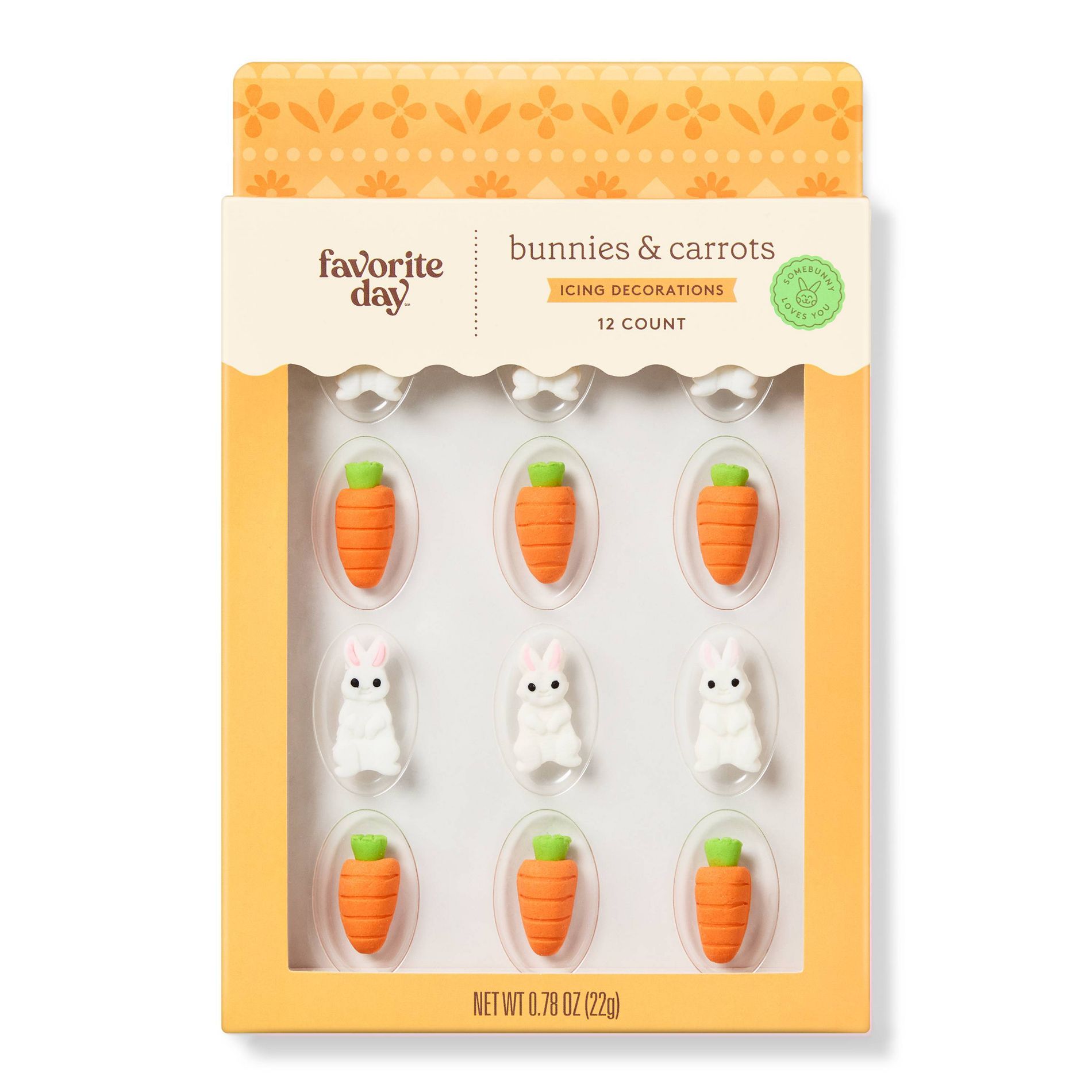 Spring Bunnies and Carrots Icing Decorations - 0.78oz/12ct - Favorite Day™