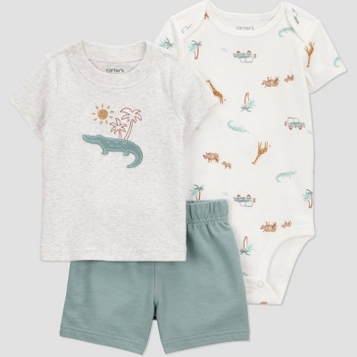 Carter's Just One You® Baby Boys' 3pc Safari Top & Bottom Set - Green