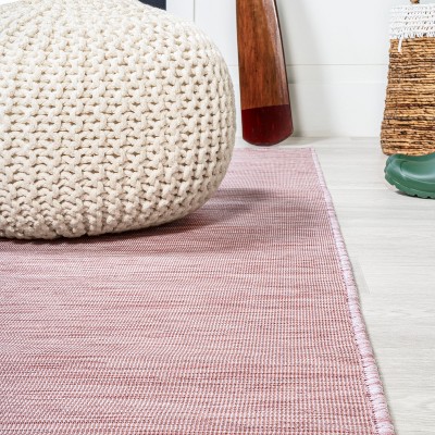 Ethan Pink Round Flatweave Synthetic Area Rug