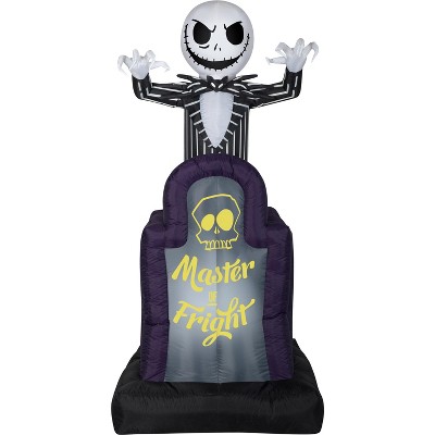 Gemmy Animated Airblown Pop Up Jack Skellington in Tombstone Disney, 6 ft Tall, grey
