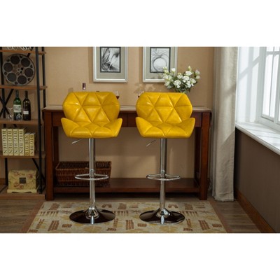 DOMETOUR Contemporary Faux Leather Bar Stools Adjustable Height Set of 2