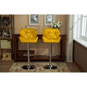DOMETOUR Contemporary Faux Leather Bar Stools Adjustable Height Set of 2 - 1 of 4