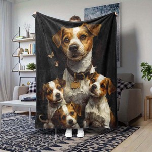 Jack Russell Terrier Dog Print Flannel Blanket, Versatile Plush Fleece Blanket for Pet Lovers, Christmas Gift. - 1 of 4