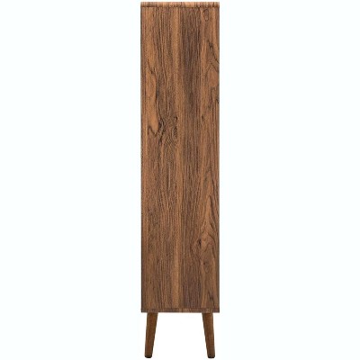 Mid-Century Modern Walnut Wood Grain Corner Bookcase