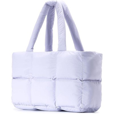 Puffer Tote Bag for Women, Large Quilted Puffy Handbag Lightweight Satchel Purse
