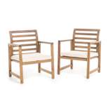 Emilano Set of 2 Acacia Wood Club Chair - Natural Stained - Christopher Knight Home