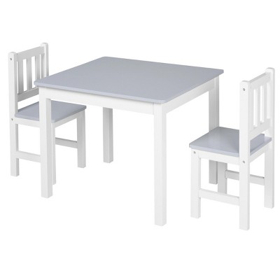 INFURNIC Kids Table Sets 3 Piece Table and Chair Set for Arts Meals Homework and Play for Toddlers, Gray, 23.5"*19.8"*19"