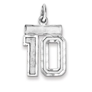 Black Bow Jewelry Sterling Silver, Varsity Collection, Small D/C Pendant, Number 10 - 1 of 4