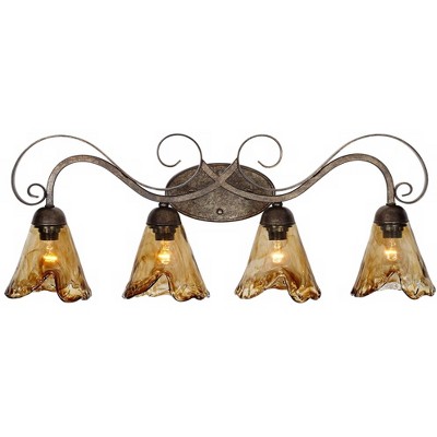 Amber Scroll Bronze 4-Light Curved Bathroom Vanity Fixture