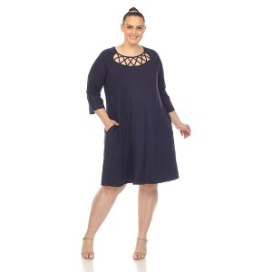 Plus Size Criss Cross Neckline Swing Dress - 1 of 4