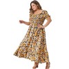 Agnes Orinda Women's Plus Size Floral Short Sleeve Shirred Square Neck Maxi Empire Waist Dresses - 2 of 4