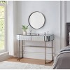 39" Mirrored Makeup Vanity Table with Stainless Steel Base, Mirrored Console Dressing Table with 2 Drawers,Versatile Desk for Bedroom, Silver - 3 of 4