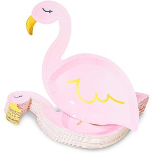 Blue Panda 48-Pack Tropical Flamingo Party Supplies, Pink Disposable Paper Plates, 9" - 1 of 4
