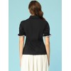 Allegra K Women's Vintage Short Sleeve Peter Pan Collar Button Down Shirt - 4 of 4