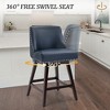 Arceso Bar Stools Set of 2, 26 Inch Swivel Counter Stools with Back, Faux Leather Upholstered Barstools, Solid Wood Legs with Footrest,  for Kitchen - 2 of 4