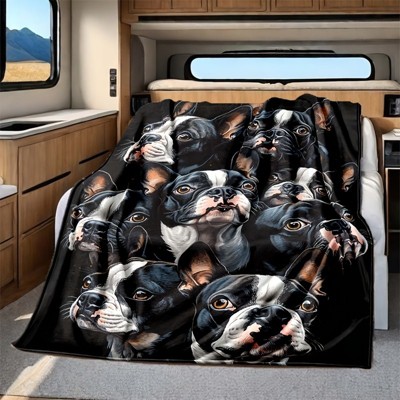Many Boston Terrier Seasonal RV Decorations Include Flannel Blankets for Napping, Christmas Gift.