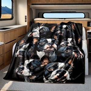 Many Boston Terrier Seasonal RV Decorations Include Flannel Blankets for Napping, Christmas Gift. - 1 of 4
