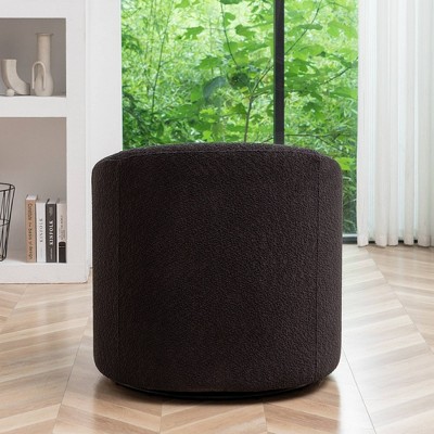 Dark Gray Boucle Upholstered Swivel Barrel Accent Chair