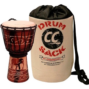 Sawtooth Harmony Series Hand-Carved Elephant Design Rope Djembe With ChromaCast Drum Sack 8 in. - 1 of 4