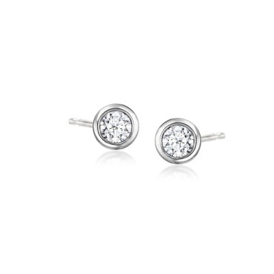 Ross-Simons 0.20 ct. t.w. Bezel-Set Lab-Grown Diamond Stud Earrings in Sterling Silver