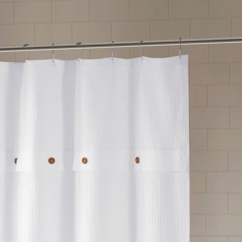 Lucina Cotton Textured Shower Curtain White, 4 of 5