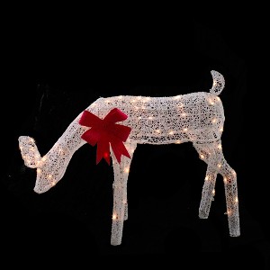 Northlight Lighted Mesh Feeding Doe Outdoor Christmas Decoration - 37" - White - Clear Lights - 1 of 4