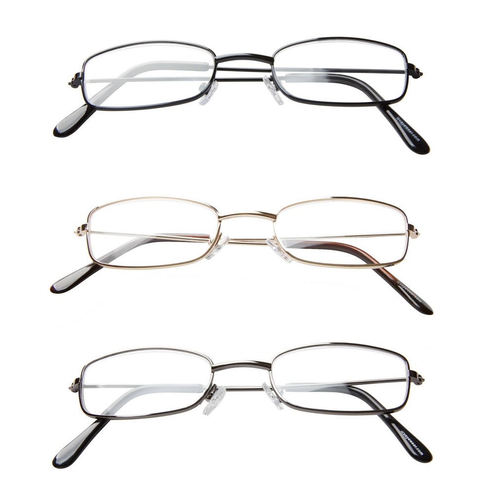 Photos - Glasses & Contact Lenses ICU Eyewear Oval Metal Reading Glasses +1.5 - 3pk