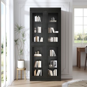 72’’ Tall 6-Tier Glass Door Decorative Storage Cabinet - Stylish Display and Organization Unit for Living Room - 1 of 4