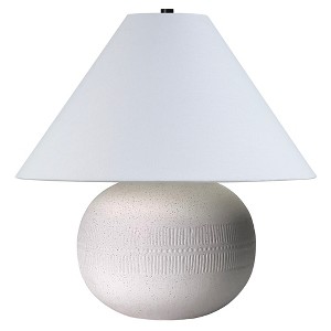 Hudson and Canal 18" Tall Textured Ceramic Jug Base Lamp: Stamped Design, Polyester Cone Shade - 1 of 4
