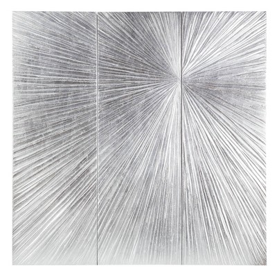 Silver Sunburst Hand Painted Dimensional Resin Wall Art Set