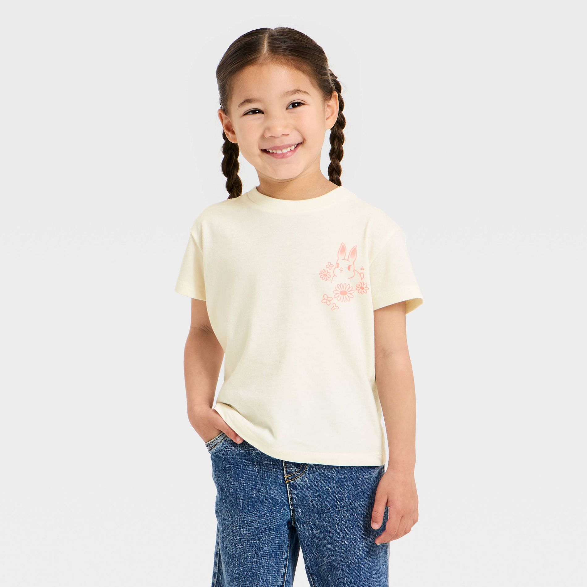 Toddler Girls' Time to Grow Oversized T-Shirt - Cat & Jack™ Cream 4T