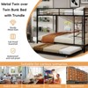 Okak Queen/Full Tube Iron Bunk Bed with Ladders & Rolling Trundle,Contemporary Bed Frame for Bedroom,Dormitory - 4 of 4