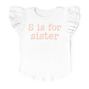 The Juniper Shop S Is For Sister Flutter Sleeve Tee - 1 of 4