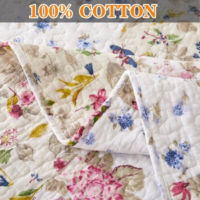 Acoinel Vintage Floral Patchwork Quilt Set - Reversible 3-Piece Bedding with Pillowcases,Queen — фото 7