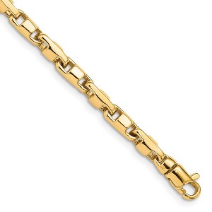Black Bow Jewelry 4mm 14K Yellow Gold Fancy 3D Anchor Chain Bracelet - 1 of 3