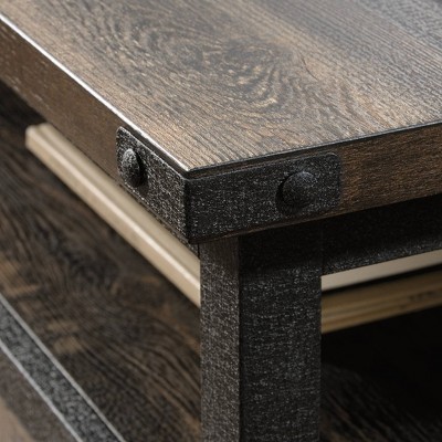 60" Carbon Oak Industrial Metal and Wood Credenza