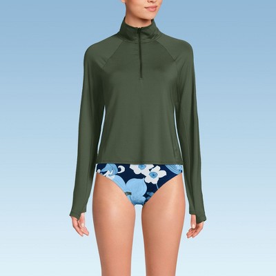 Lands' End Women's Long Sleeve Rash Guard Cover-up UPF 50