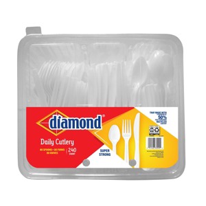 Diamond Daily White Disposable Forks Spoons and Knives Tray - 240ct - 1 of 3
