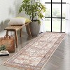2'x6' Boho Printed Area Rug, Low Pile Non-Slip, Washable, Non-Shedding Vintage Thin Indoor Carpet for Living Room, Nursery, Brown - 3 of 4