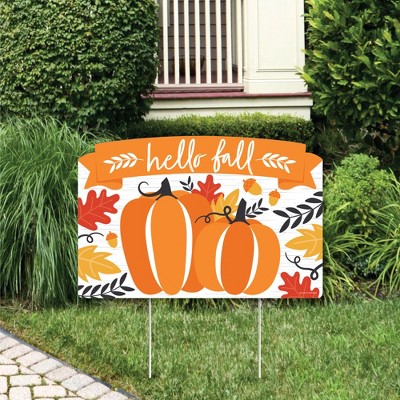 Big Dot of Happiness Fall Pumpkin - Halloween or Thanksgiving Party Yard Sign Lawn Decorations - Hello Fall Party Yardy Sign