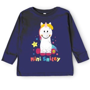 The Juniper Shop Mini Smiley Unicorn Distressed Toddler Long Sleeve Tee - 1 of 4