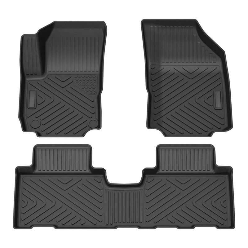 Custom Fit Floor Mats Compatible with 2018-2024 Chevrolet Equinox, Black TPE All-Weather Car Floor Liners, 1 of 2