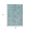 Teal Blue Taupe And Ivory Floral Washable Indoor Outdoor Area Rug - 3 of 4